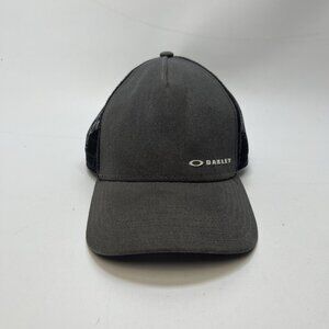 Y2K Oakley Software Trucker Mesh Snap Back Cap Hat Mens Black / Grey Classic M10
